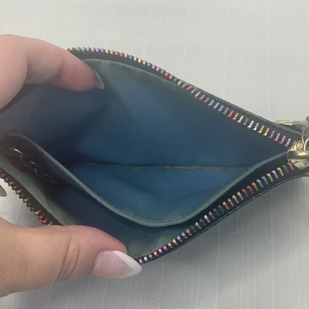 Vintage Dooney and Bourke oversized wristlet with rainbow zipper